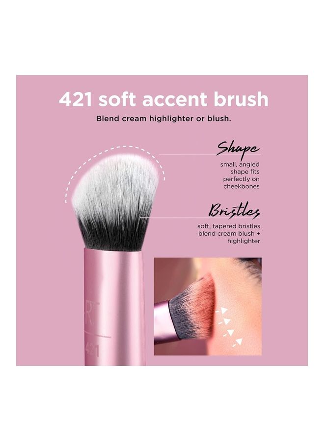 ريل تكنيكس مجموعة فرش مكياج أساسية للفنانين للأساس، أحمر الخدود، الهايلايتر، ظلال العيون، محدد العيون، شعيرات صناعية، نباتية وخالية من القسوة، 5 قطع و 4 إسفنجات معجزة لتوحيد اللون - Image 5