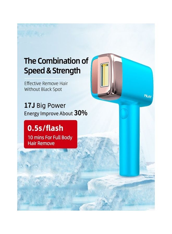 ملاي جهاز إزالة الشعر بالليزر IPL بدون ألم، 3 درجات، ضغط بارد، 5 مستويات، 500000 نبضة، أزرق سماوي أزرق سماوي - Image 1