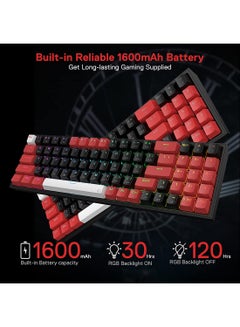 REDRAGON Redragon K628 PRO 75% 3-Mode Wireless RGB Gaming Keyboard, 78 Keys Hot-Swappable Compact Mechanical Keyboard w/Hot-Swap Free-Mod PCB Socket, Dedicated Arrow Keys & Numpad, Red Switch  - Image 2