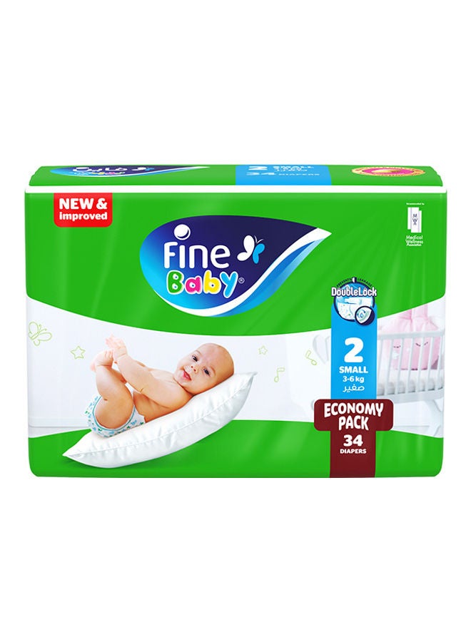 Fine Baby Baby Diapers Size 2 (3-6Kg) Medium, 34 Count  With The New Double Lock Leak Barriers  - Image 2