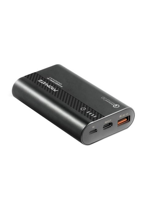 10000.0 mAh USB-C Power Bank, Compact Palm Size 18W USB Type-C Input /Output Power Delivery External Battery Charger with QC 3.0 Port for iPhone XS /XS Max, Samsung S9/S9+, PowerTank-10 Black Black