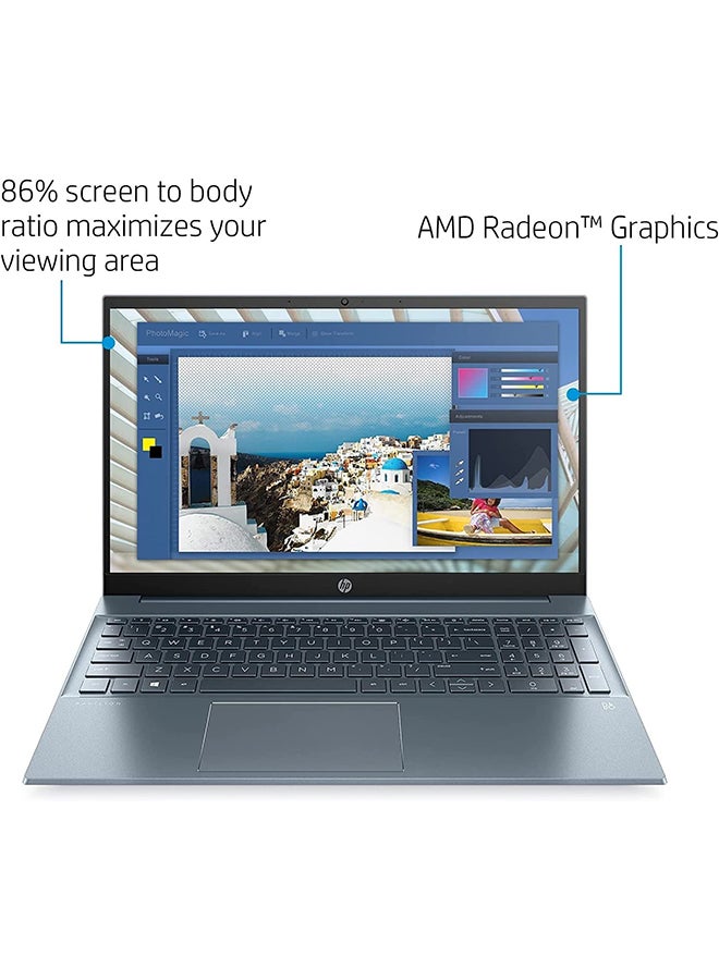 HP - Newest 2022 15-EEH1052#EN Laptop With 15.6-Inch Display, AMD Ryzen 5 5500U Processor/16GB RAM/512GB SSD/AMD Radeon Graphics/Windows 11 English Blue - Image 1