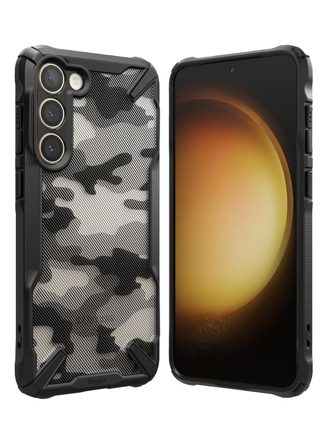 Ringke Fusion-X Military Design Compatible With Samsung Galaxy S23 5G Case Hard Back Heavy Duty Shockproof Advanced Protective Bumper Cover Camo Black - Image 1