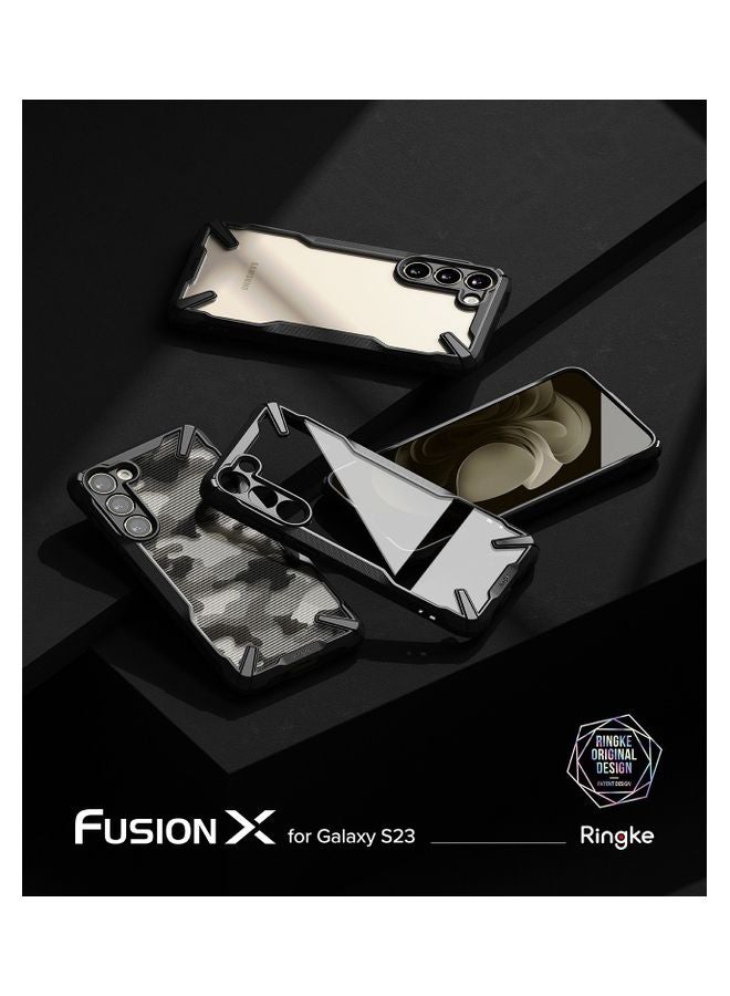 Ringke Fusion-X Military Design Compatible With Samsung Galaxy S23 5G Case Hard Back Heavy Duty Shockproof Advanced Protective Bumper Cover Camo Black - Image 2