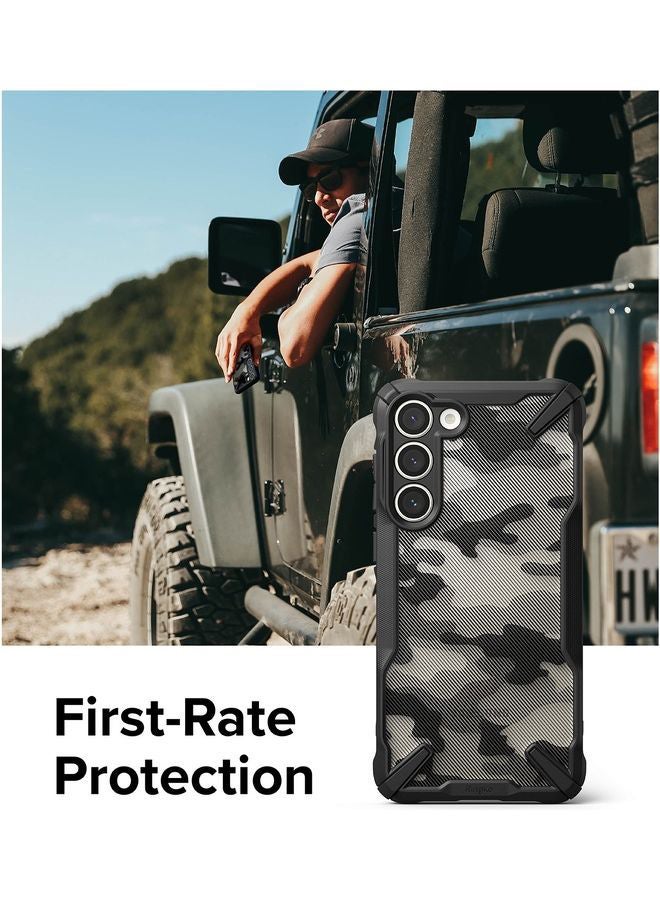 Ringke Fusion-X Military Design Compatible With Samsung Galaxy S23 5G Case Hard Back Heavy Duty Shockproof Advanced Protective Bumper Cover Camo Black - Image 3