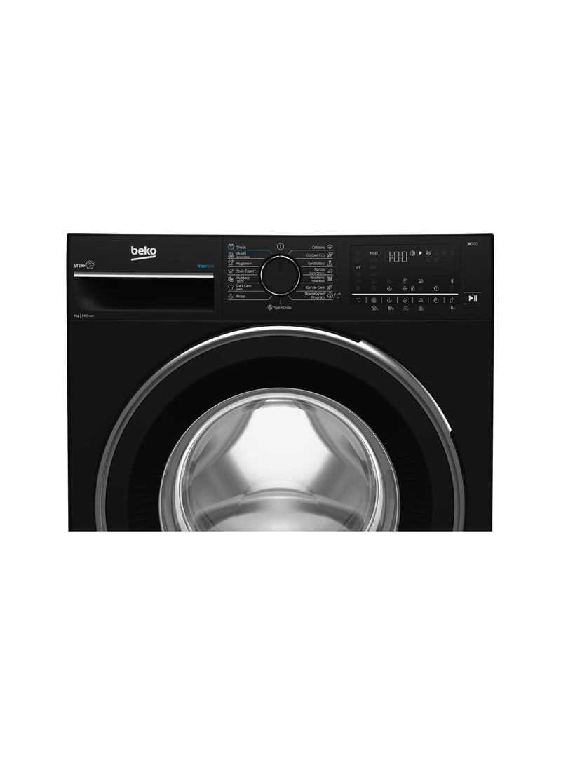 بيكو غساله اوتوماتيك بيكو 10 كيلو 1600 لفه - اسود - شاشه ديجيتال - باب كبير- inv. - Steam - بلوتوث B3WFU501040BCI 10 kg B3WFU501040BCI أسود - Image 3