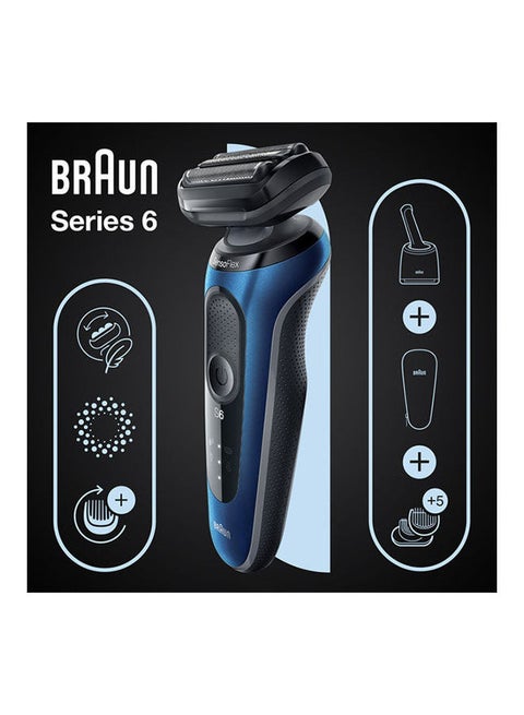 سيرس 6 61-B7500CC ماكينة حلاقة للاستخدام الرطب والجاف مع ميزة العناية الذكية أسود / أزرق