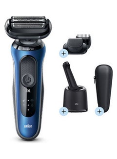 BRAUN Series 6 61-B7500cc Wet & Dry Shaver with SmartCare Center Black/Blue  - Image 4