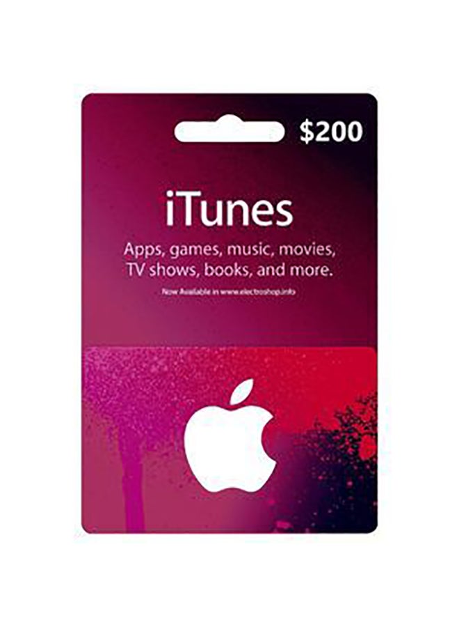 Apple iTunes 200$ -USA (Delivery via SMS/WhatsApp) 
