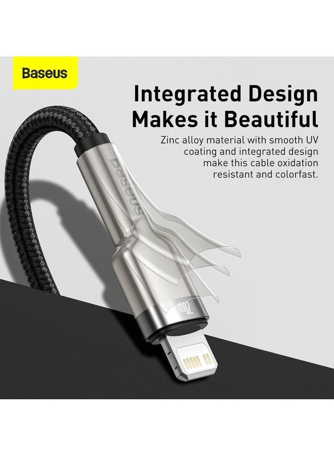 Baseus USB C to Lightning Braided Nylon Fast Charging Data Transfer Cable 20W Power Delivery for iPhone 14/ 14 Pro Max/ 13 Pro/13 Pro Max/13/13 mini/ iPad 9/ 12 mini/12/12 Pro and All Lightning Series Black  - Image 4