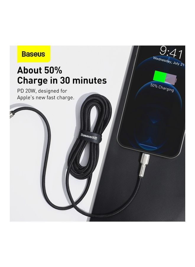 Baseus USB C to Lightning Braided Nylon Fast Charging Data Transfer Cable 20W Power Delivery for iPhone 14/ 14 Pro Max/ 13 Pro/13 Pro Max/13/13 mini/ iPad 9/ 12 mini/12/12 Pro and All Lightning Series Black  - Image 5