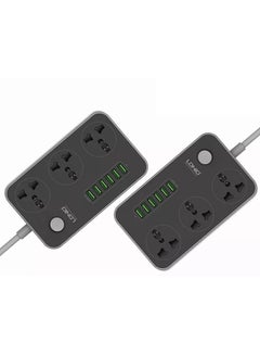 LDNIO 3 Power Socket With 6 USB Extension black/Grey  - Image 3