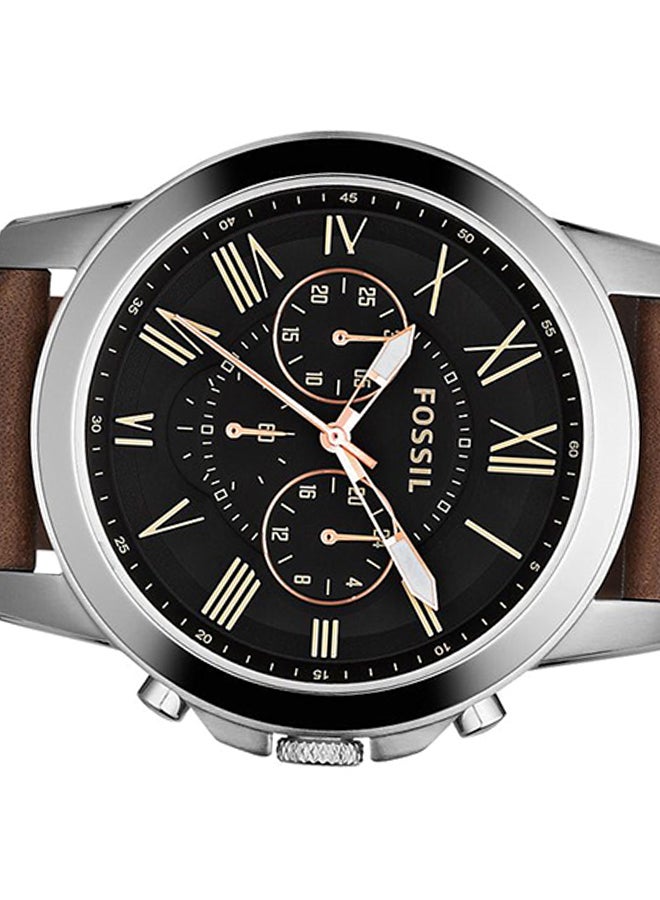 FOSSIL - Men's Leather Analog Watch Fs4813 - 44 mm - Brown - Image 1