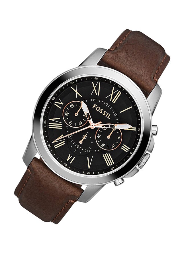 FOSSIL - Men's Leather Analog Watch Fs4813 - 44 mm - Brown - Image 1