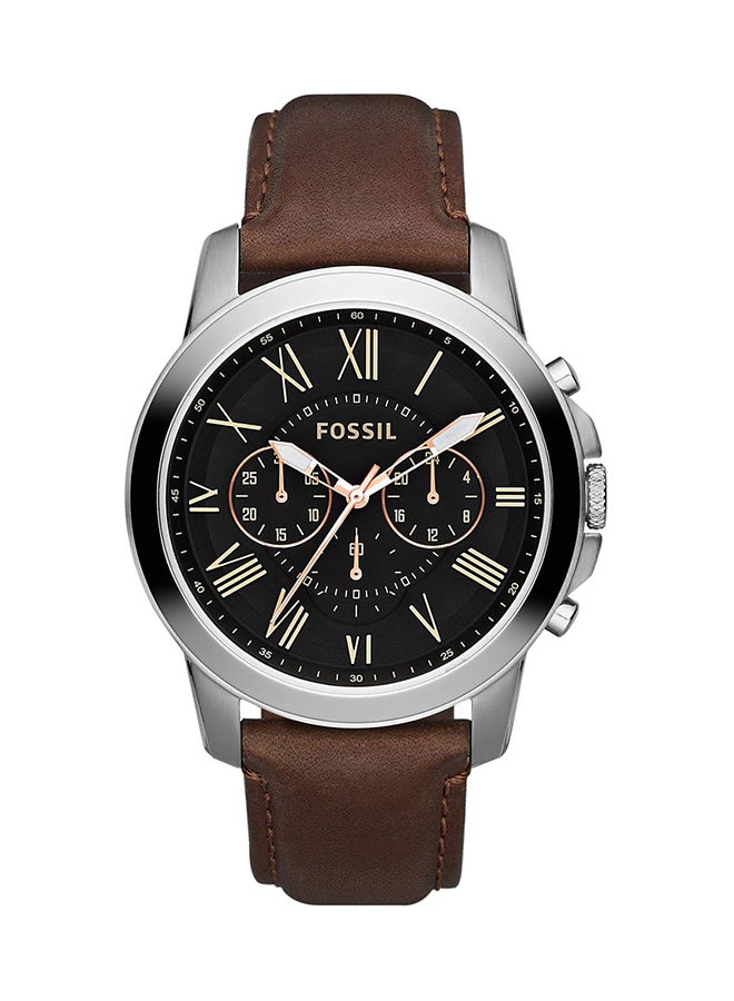 FOSSIL - Men's Leather Analog Watch Fs4813 - 44 mm - Brown - Image 1