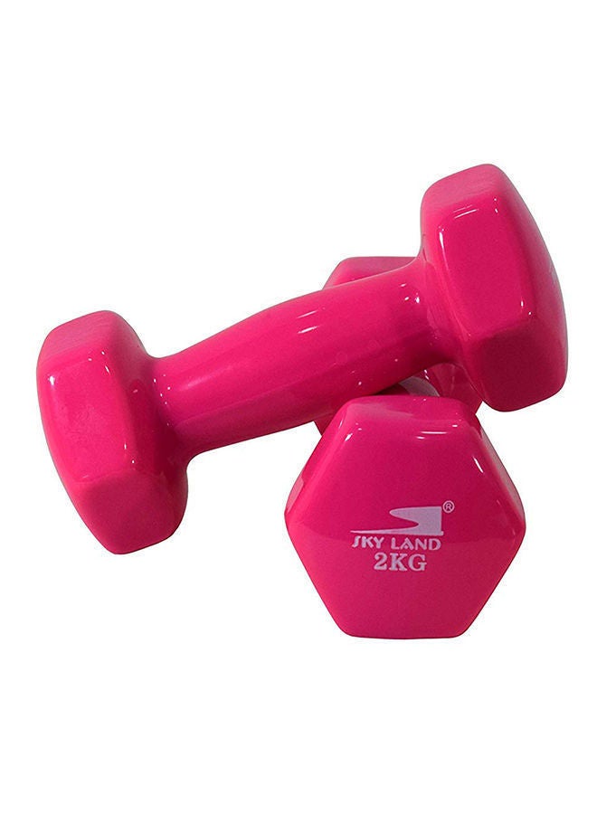 Sky Land Vinyl 2-Piece Fitness Dumbell Set Pink 2 x 2kg - Image 3
