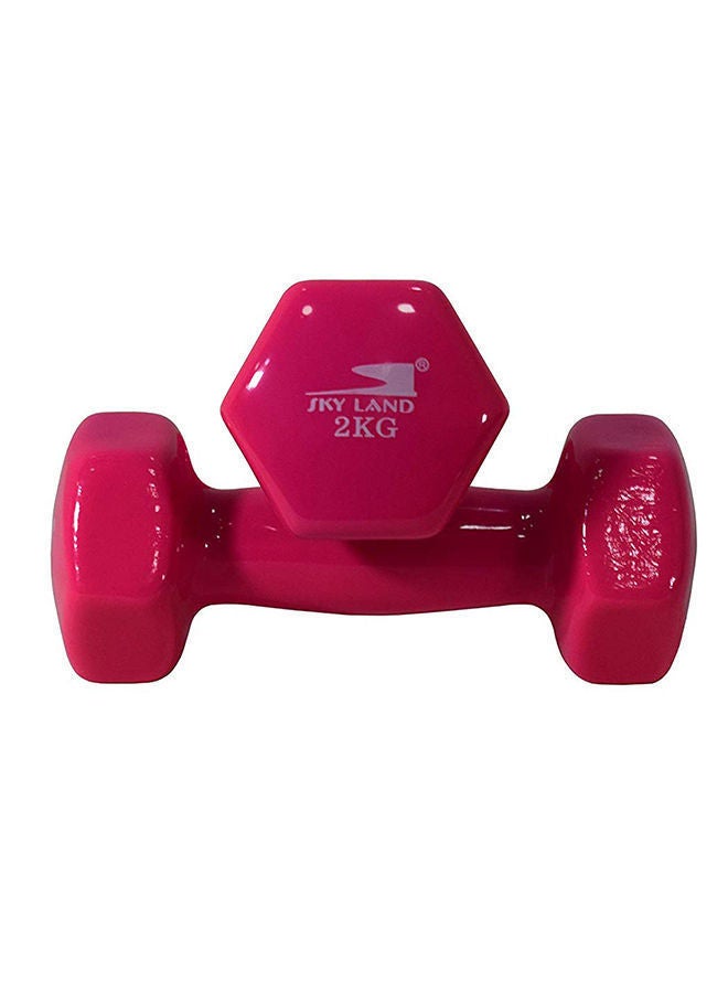 Sky Land Vinyl 2-Piece Fitness Dumbell Set Pink 2 x 2kg - Image 5