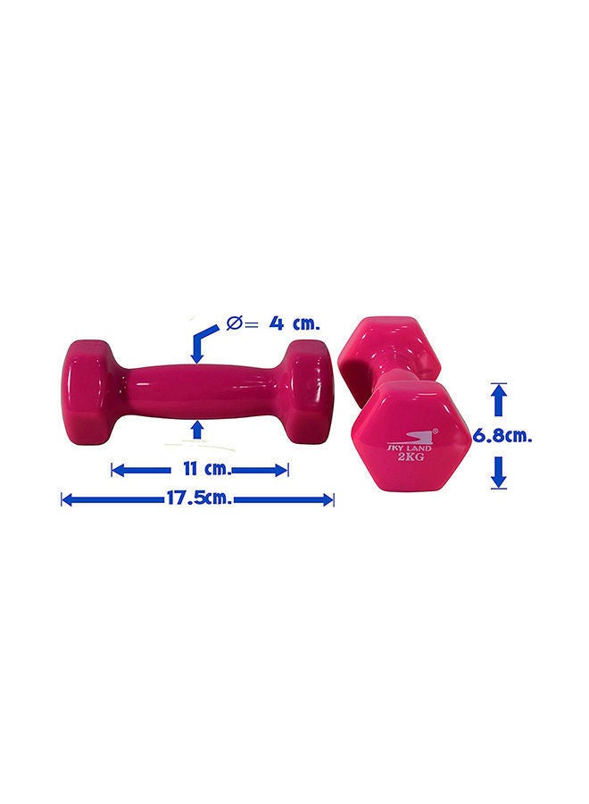 Sky Land Vinyl 2-Piece Fitness Dumbell Set Pink 2 x 2kg - Image 4