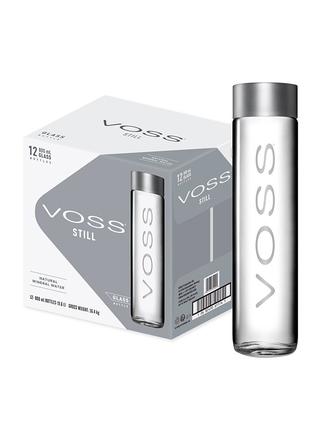 Voss - Natural Mineral Water Glass Bottle 800ml Pack of 12 - Image 1