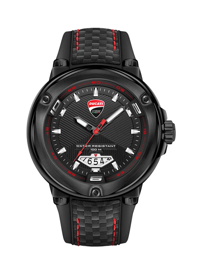 Ducati Corse Mens Partenza Analog Leather Wrist Watch DTWGN2018903 49 mm Black