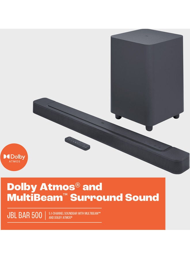 JBL - 500 5.1-Channel Soundbar With Multibeam And Dolby Atmos Jblbar500Problkuk Black - Image 1