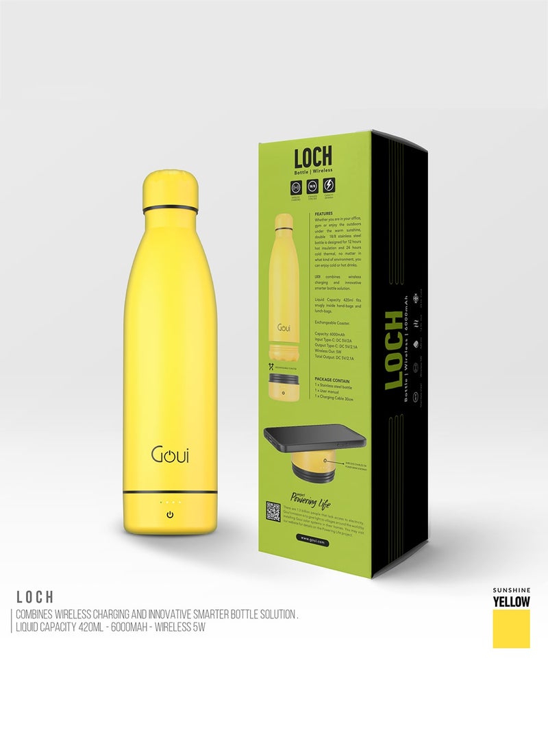 6000 mAh Loch - Bottle Double Insulated 18/8 Stainless Steel Bottle with Built-in Power Bank & 5W Wireless Charger – Hot & Cold Thermal Insulation for 12H Hot & 24H Cold Drinks - Sunshine Yellow - v1675848291/N53380119A_5