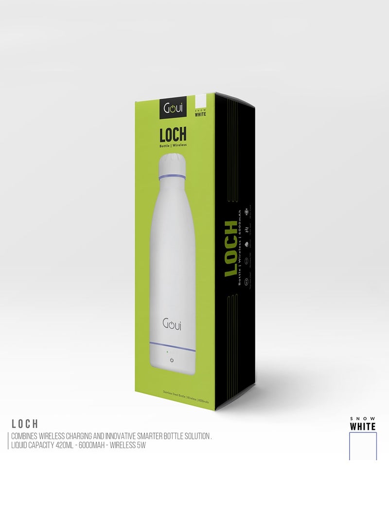 Goui - 6000 mAh Loch - Bottle Double Insulated 18/8 Stainless Steel Bottle with Built-in 6000mAh Power Bank & 5W Wireless Charger – Hot & Cold Thermal Insulation for 12H Hot & 24H Cold Drinks - Snow White / Lavander - Image 1