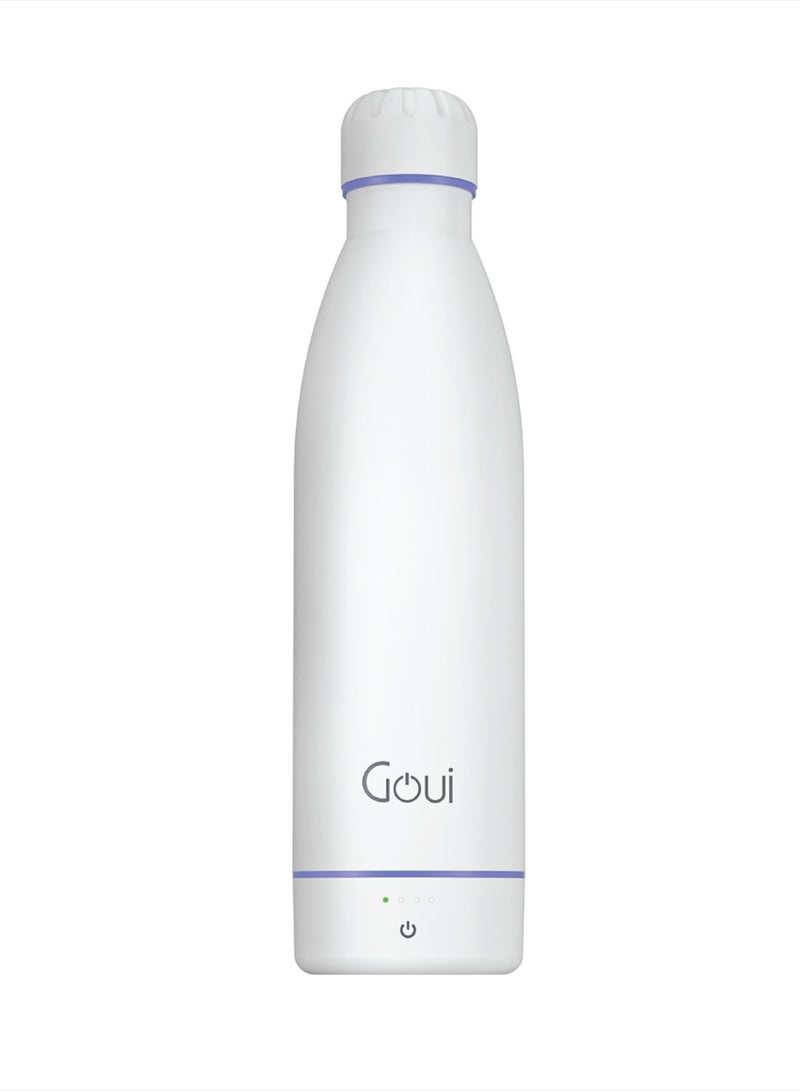 Goui - 6000 mAh Loch - Bottle Double Insulated 18/8 Stainless Steel Bottle with Built-in 6000mAh Power Bank & 5W Wireless Charger – Hot & Cold Thermal Insulation for 12H Hot & 24H Cold Drinks - Snow White / Lavander - Image 1