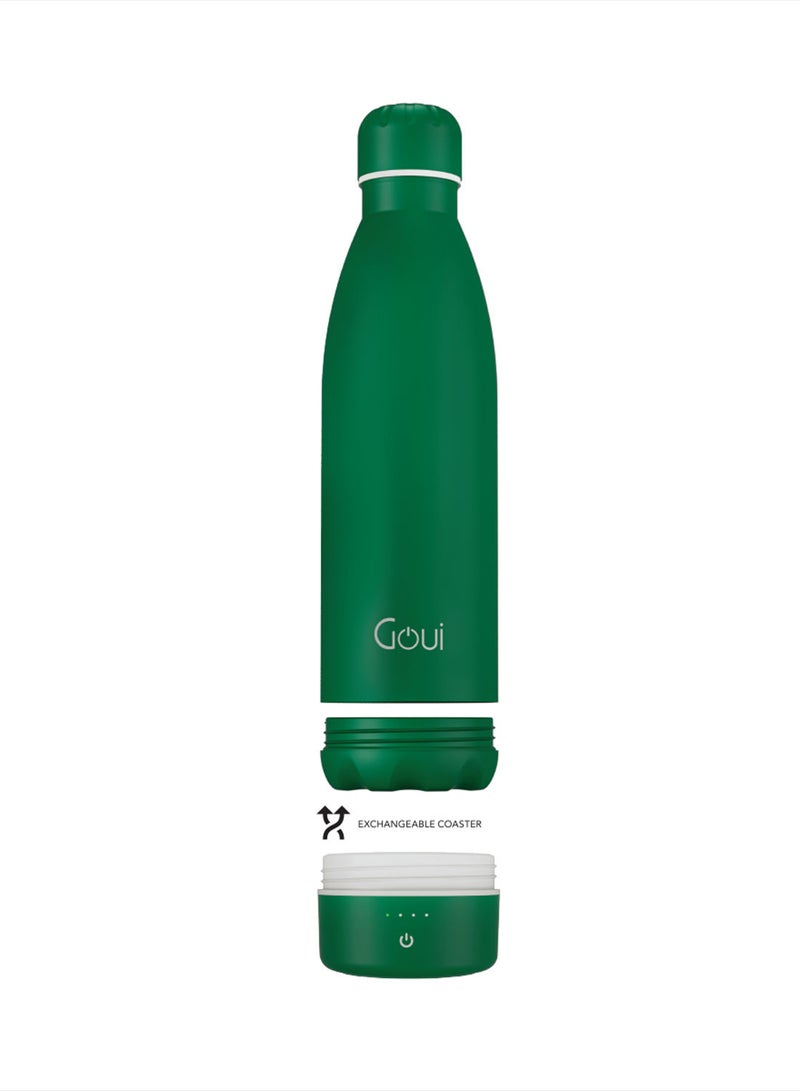 Goui - 6000 mAh Loch - Bottle Double Insulated 18/8 Stainless Steel Bottle with Built-in 6000mAh Power Bank & 5W Wireless Charger – Hot & Cold Thermal Insulation for 12H Hot & 24H Cold Drinks - National Green - Image 1