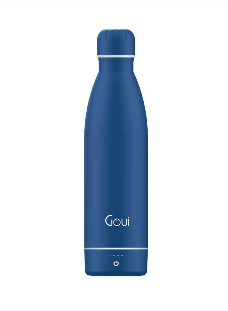 Goui - Loch - Bottle Double Insulated 18/8 Stainless Steel Bottle with Built-in 6000mAh Power Bank & 5W Wireless Charger – Hot & Cold Thermal Insulation for 12H Hot & 24H Cold Drinks - Midnight Blue / White - Image 1