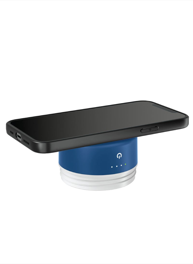 Goui - Loch - Bottle Double Insulated 18/8 Stainless Steel Bottle with Built-in 6000mAh Power Bank & 5W Wireless Charger – Hot & Cold Thermal Insulation for 12H Hot & 24H Cold Drinks - Midnight Blue / White - Image 1