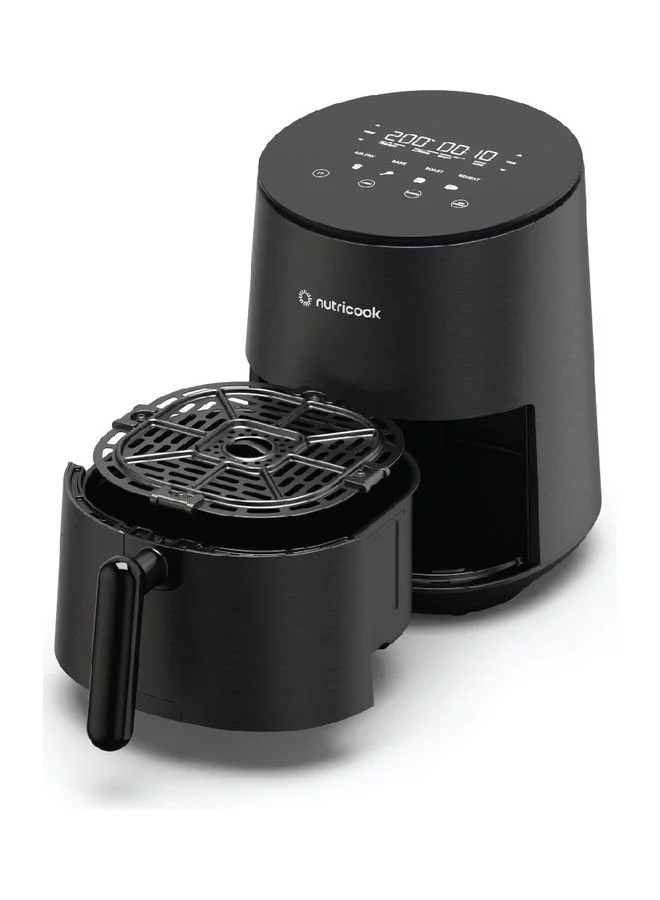nutricook Air Fryer Mini, Digital Display, Tempered Glass Control Panel, 8 Preset Programs with built-in Preheat function 3.3 L 1500 W AFM033K Black