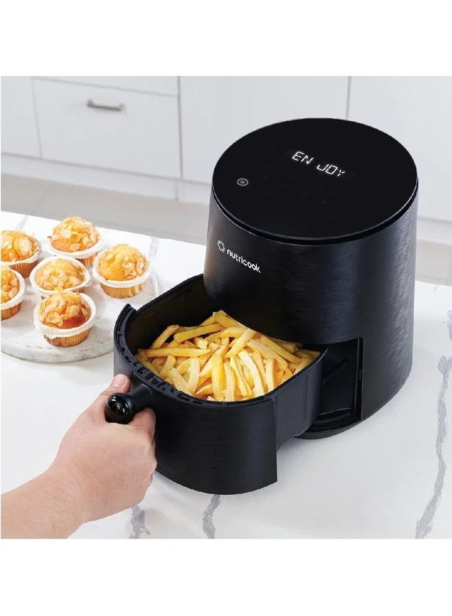 nutricook Air Fryer Mini, Digital Display, Tempered Glass Control Panel, 8 Preset Programs with built-in Preheat function 3.3 L 1500 W AFM033K Black