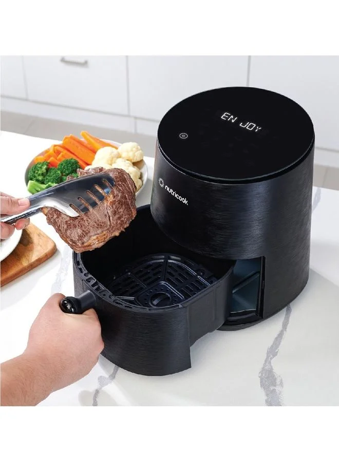 nutricook Air Fryer Mini, Digital Display, Tempered Glass Control Panel, 8 Preset Programs with built-in Preheat function 3.3 L 1500 W AFM033K Black