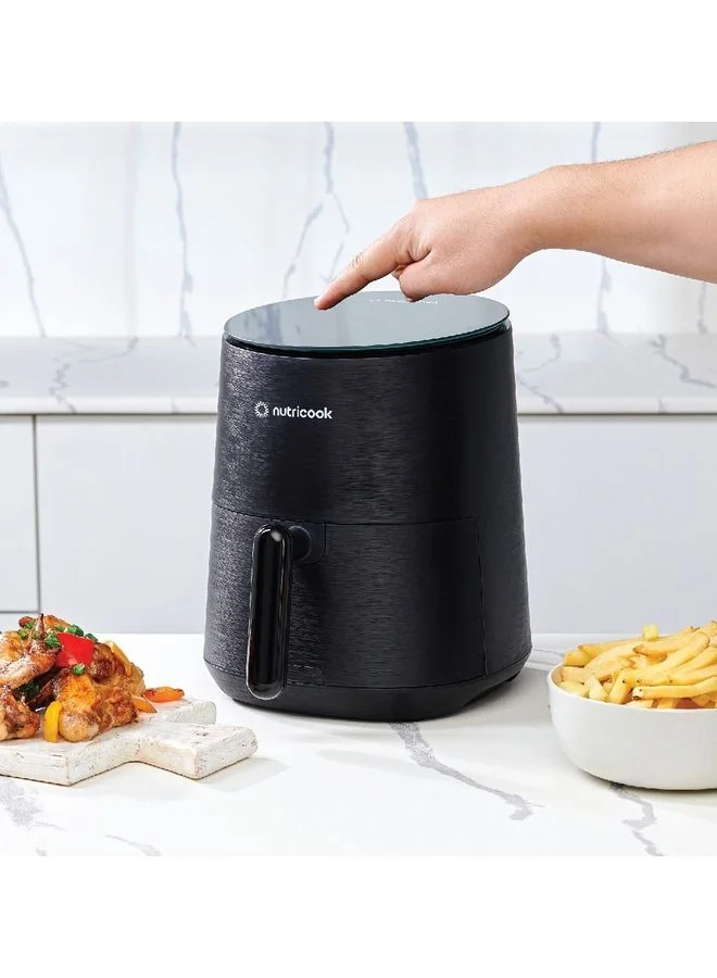 nutricook Air Fryer Mini, Digital Display, Tempered Glass Control Panel, 8 Preset Programs with built-in Preheat function 3.3 L 1500 W AFM033K Black