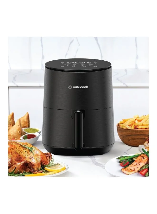 nutricook Air Fryer Mini, Digital Display, Tempered Glass Control Panel, 8 Preset Programs with built-in Preheat function 3.3 L 1500 W AFM033K Black