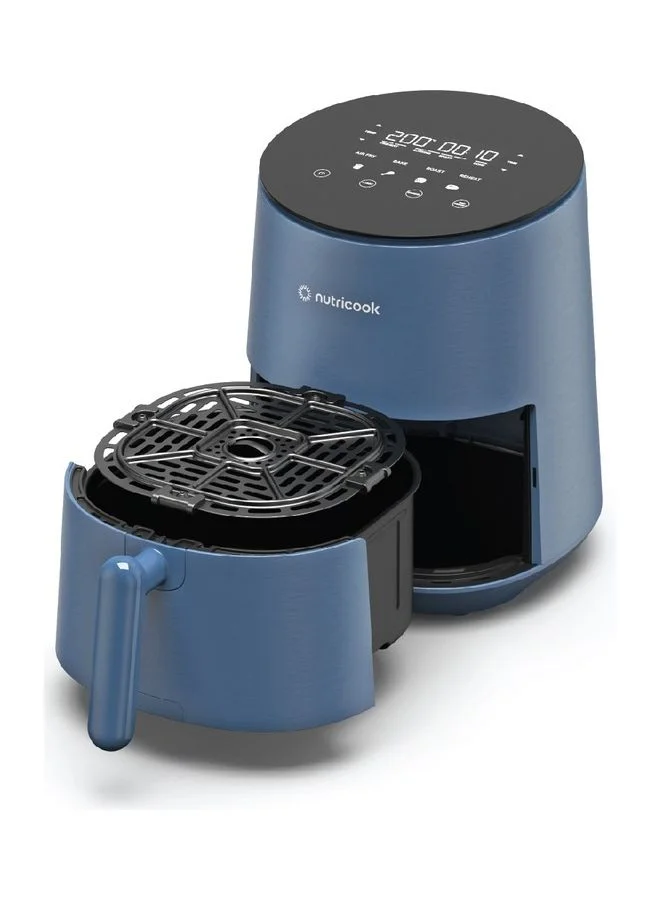 nutricook Air Fryer Mini, Digital Display, Tempered Glass Control Panel, 8 Preset Programs with built-in Preheat function 3.3 L 1500 W AFM033B Blue
