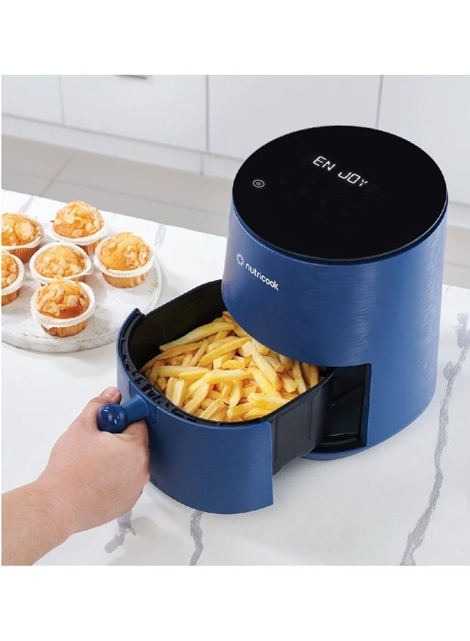 nutricook Air Fryer Mini, Digital Display, Tempered Glass Control Panel, 8 Preset Programs with built-in Preheat function 3.3 L 1500 W AFM033B Blue
