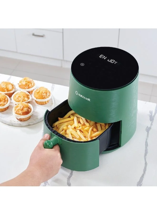 nutricook Air Fryer Mini, Digital Display, Tempered Glass Control Panel, 8 Preset Programs with built-in Preheat function 3.3 L 1500 W AFM033G Green