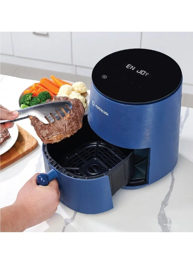 nutricook Air Fryer Mini, Digital Display, Tempered Glass Control Panel, 8 Preset Programs with built-in Preheat function 3.3 L 1500 W AFM033B Blue
