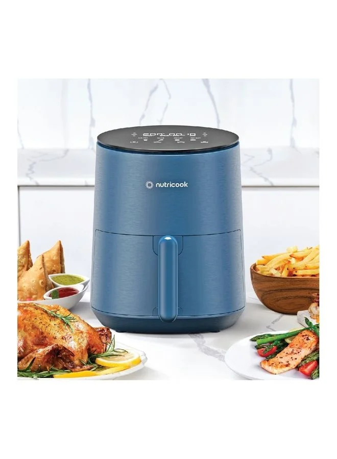 nutricook Air Fryer Mini, Digital Display, Tempered Glass Control Panel, 8 Preset Programs with built-in Preheat function 3.3 L 1500 W AFM033B Blue