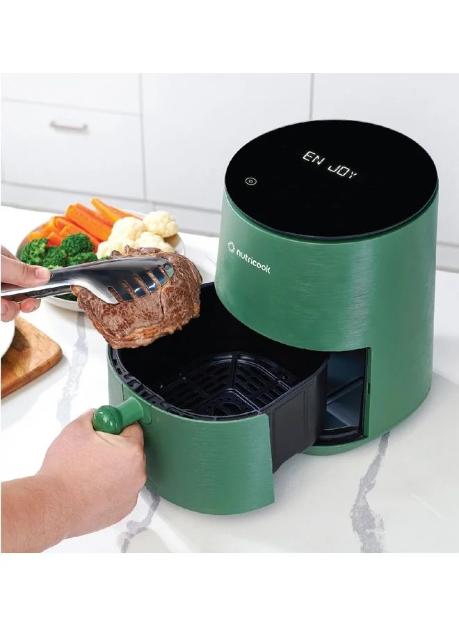nutricook Air Fryer Mini, Digital Display, Tempered Glass Control Panel, 8 Preset Programs with built-in Preheat function 3.3 L 1500 W AFM033G Green