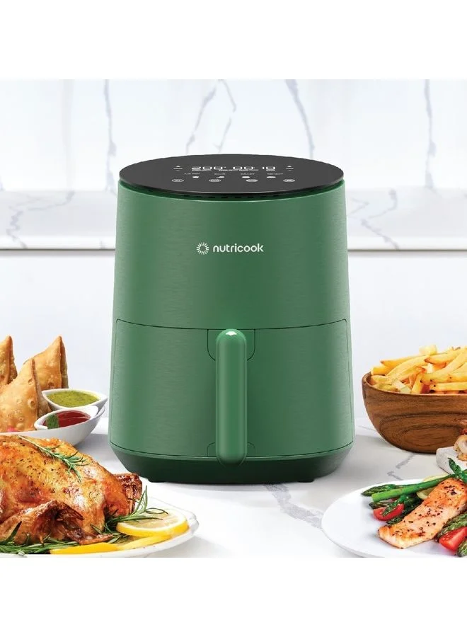 nutricook Air Fryer Mini, Digital Display, Tempered Glass Control Panel, 8 Preset Programs with built-in Preheat function 3.3 L 1500 W AFM033G Green