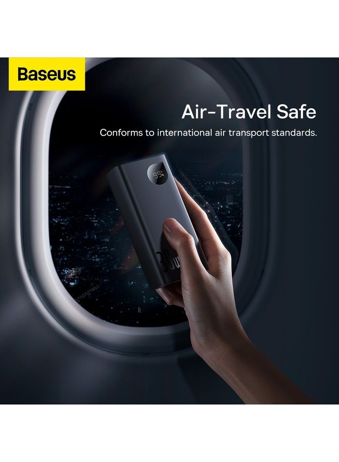 Baseus - 10000 mAh 10000mAh Power Bank with LED Digital Display, 30W Fast Charging QC 3.0 USB C Battery Pack Portable Charger with 3 Outputs Compatible with iPhone/ iPad/ Samsung/ Huawei/ Xiaomi/ Tablet and Many More Black - Image 1