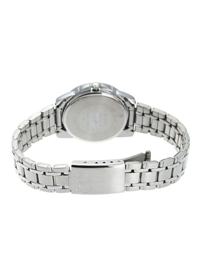 كاسيو ساعة يد بعقارب ومقاومة للماء طراز LTP-1314D-5AVDF - 37 مم - فضي للنساء - Image 2