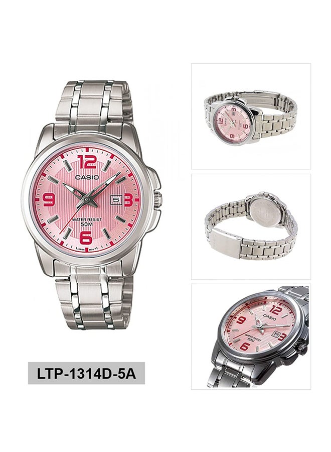 كاسيو ساعة يد بعقارب ومقاومة للماء طراز LTP-1314D-5AVDF - 37 مم - فضي للنساء - Image 5