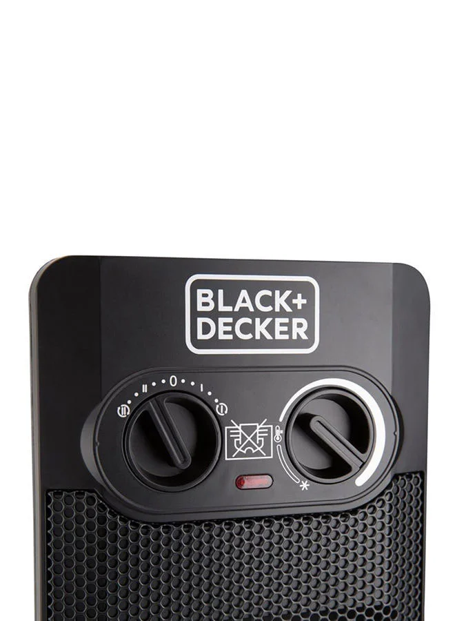 BLACK+DECKER Vertical Fan Heater, 2000W, 52cm Height for Maximum Room Coverage, Thermostatic & Dual Thermal Control, 2 Heat Settings, Oscillation, Cooling Fan, Auto Shutof 2000 W HX340-B5 Black