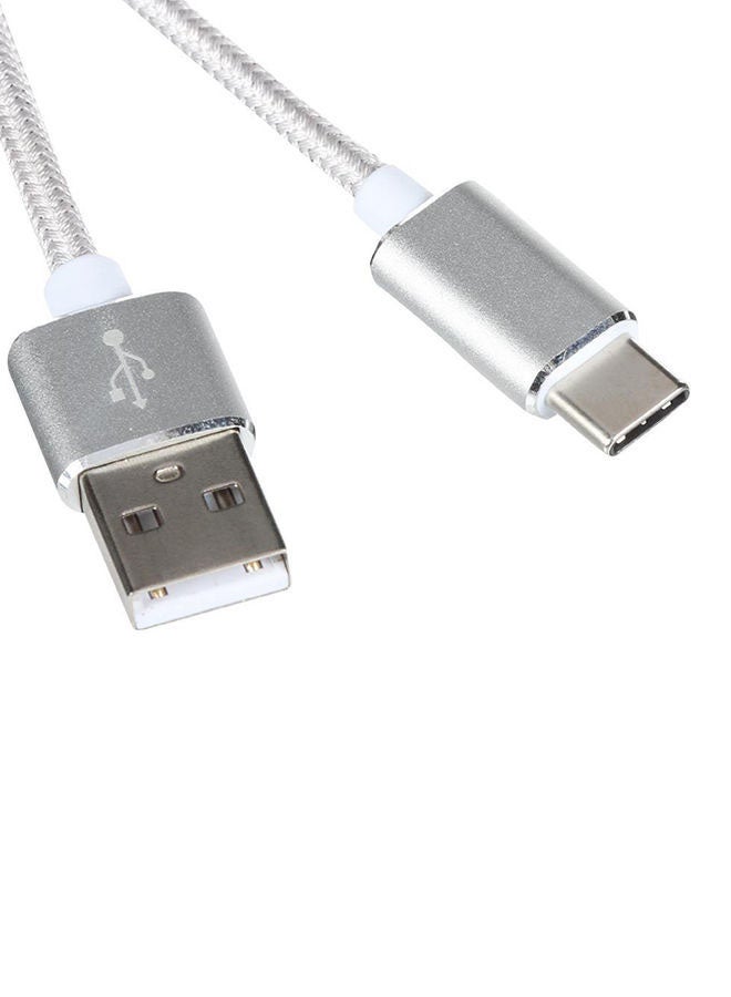Iconz Premium Braided USB 2.0 Type C Cable Silver  - Image 1