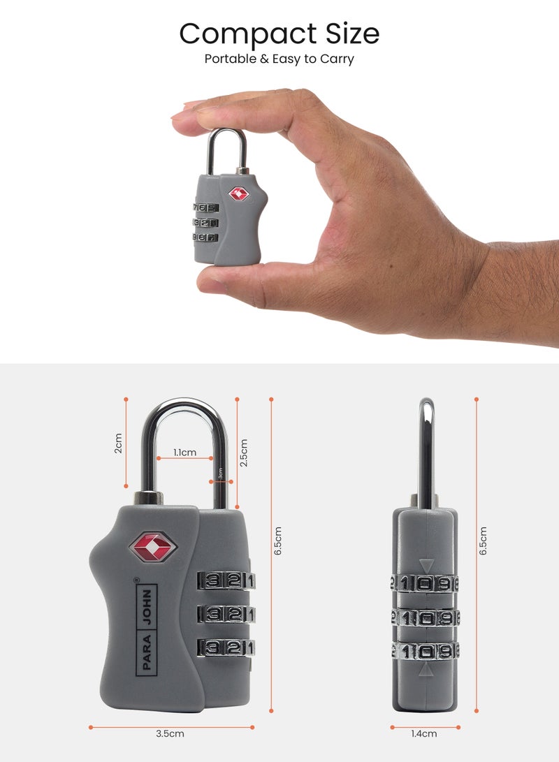 PARAJOHN - 3-Digit Security Luggage Lock Silver - Image 1