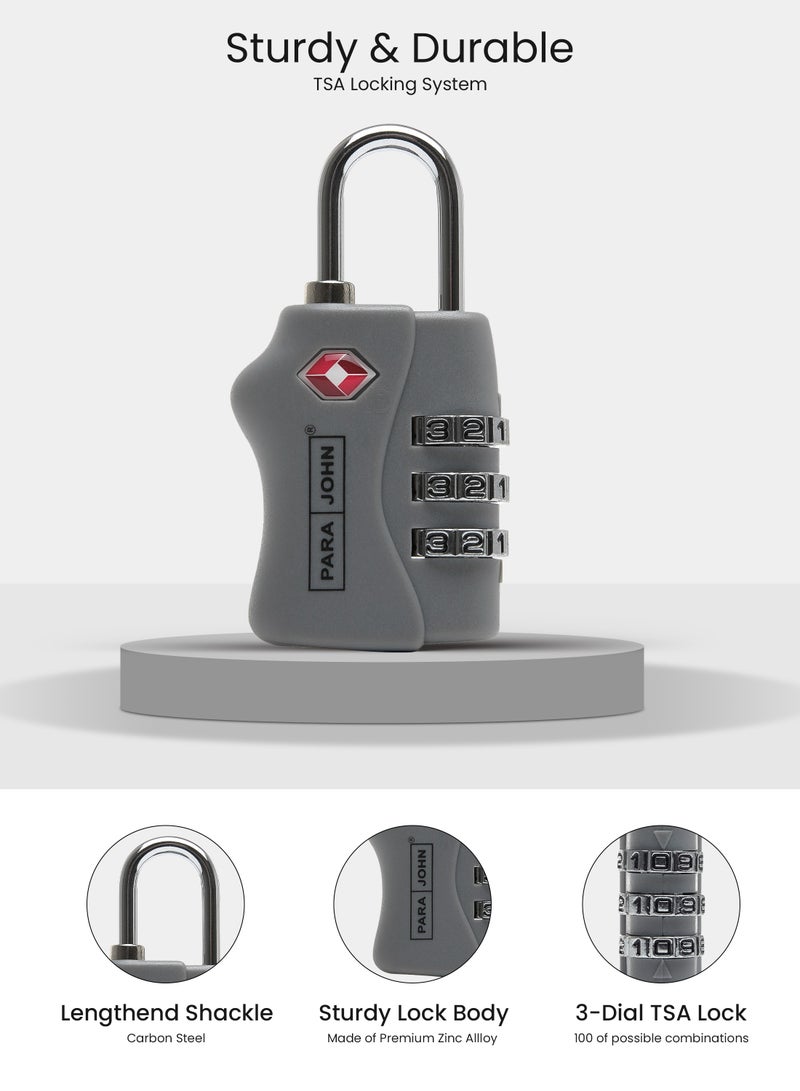 PARAJOHN - 3-Digit Security Luggage Lock Silver - Image 1